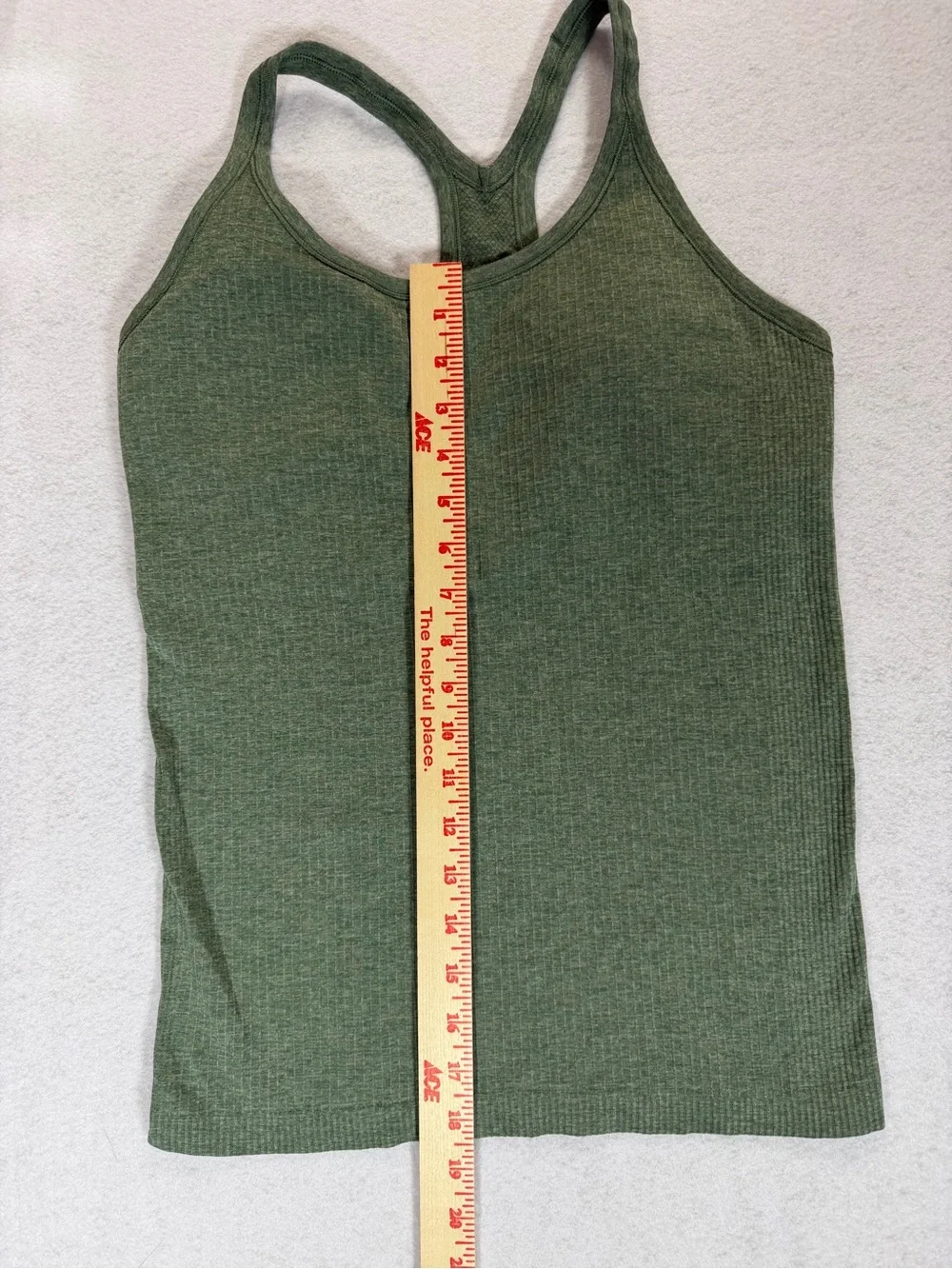 Lululemon Ebb to Street Tank Heathered Fuel Green Sage Olive Ribbed Size 10 / L